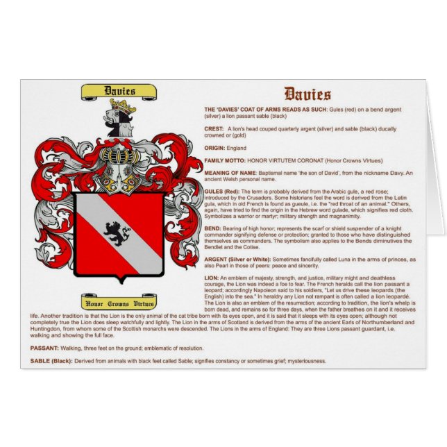 Cartão Davies (significado) (Frente Horizontal)