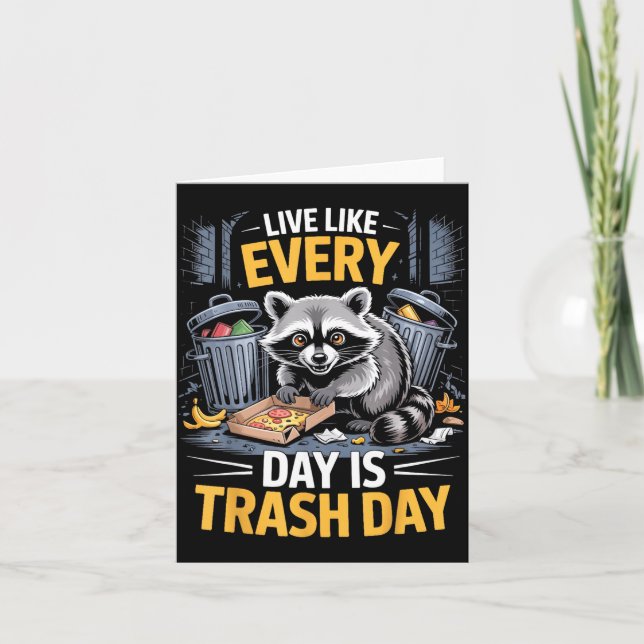 Cartão Day Is Trash Day Raccoon Lover Trashed Racoon Anim (Frente)