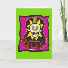 Cartão Day of the Dead Skul Guitar Green w/Purple
