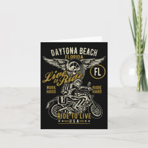 Cartão Daytona Beach Florida Usa Motocicleta Sofrida De