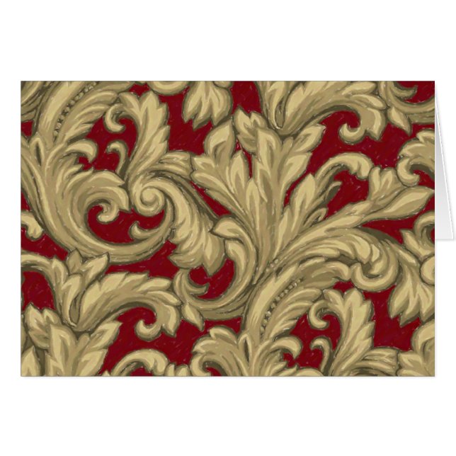 Cartão Dazzling Damask, Dourado e vermelho (Frente Horizontal)