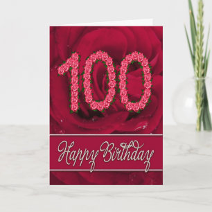 Cartão de 100.o aniversário com rosas e folhas