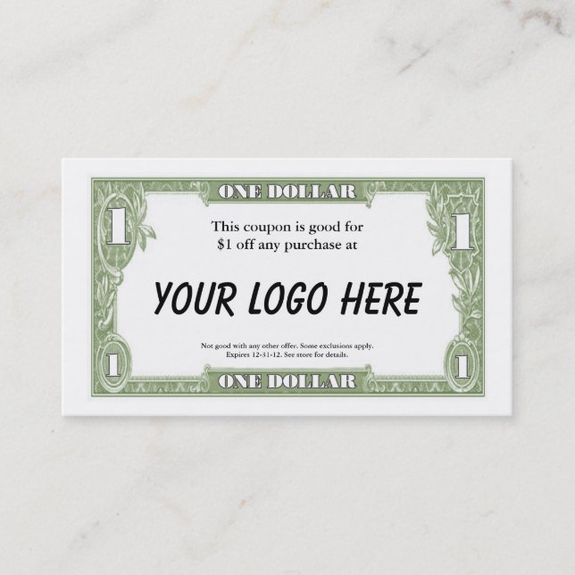 Cartão de $1 vales (Frente)