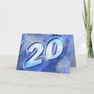 Cartão de 20 anos com fogos de artifício