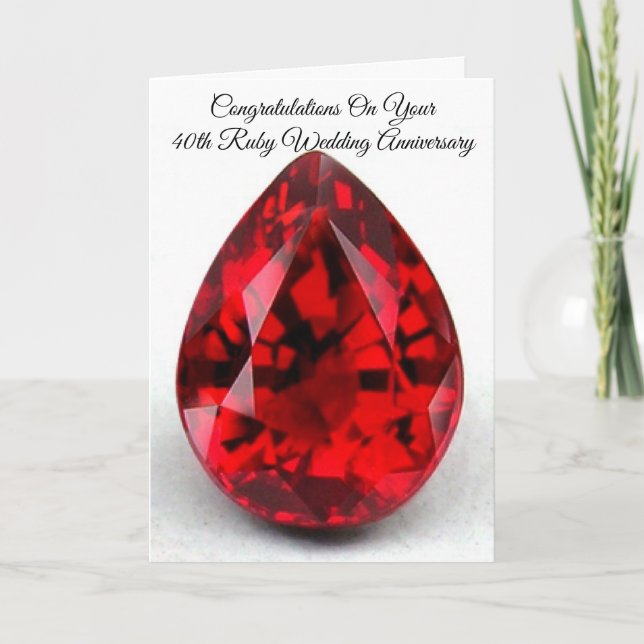 Cartão de 40º Aniversário de Casamento Rubi (Frente)