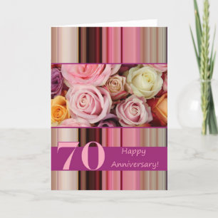Cartão de 70º Aniversário de Casamento -Listra de 