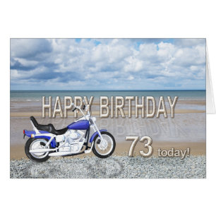 Cartão de 73.o aniversário com motocicleta
