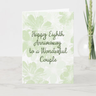 Cartão de 8º Aniversário de Casamento Flores Verde