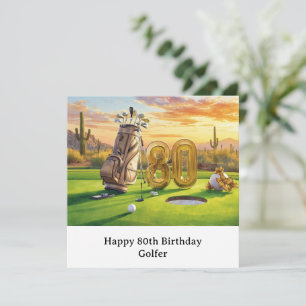 Cartão de 80º aniversário de golfe com bola de gol