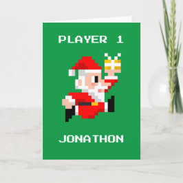 cartão de 8 bits do Natal de Papai Noel