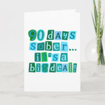 cartão de 90 dias de sobriedade com envelope 5x7