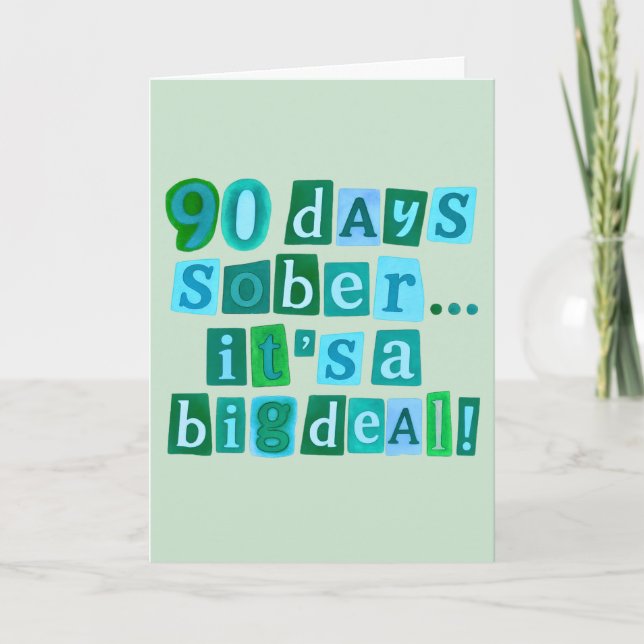 cartão de 90 dias de sobriedade com envelope 5x7 (Frente)
