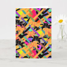 Cartão de Abertura com Estampa Floral Entrelaçada