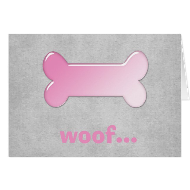 Cartão de Abertura em Branco Osso de Cachorro Rosa (Frente Horizontal)