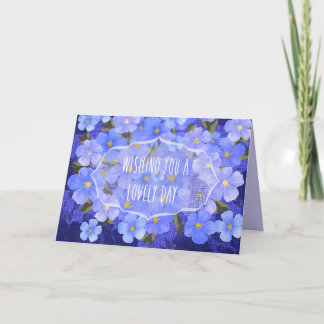 Cartão de Abertura "Flor Azul Brilhante" Doblado