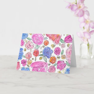 Cartão de Abertura Floral em Aquarela (Interior em