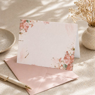 Cartão de Abertura Floral Romântico em Aquarela