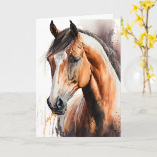 Cartão de Abertura Personalizado de Cavalo em Aqua