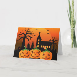 Cartão de Abóboras Esculpido de Halloween
