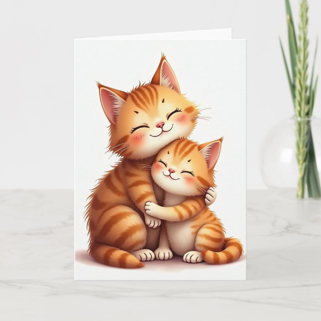 Cartão de Abraço de Gato do Dia das Mães (Frente)