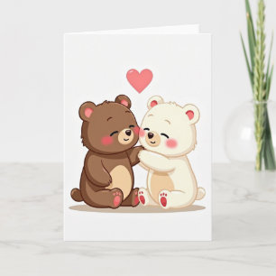 Cartão de Abraço de Urso Minimalista de Amor