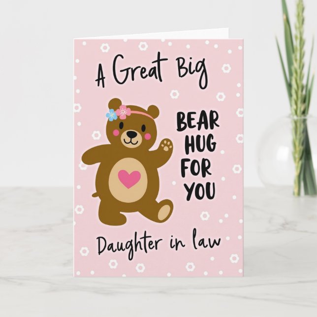 Cartão de Abraço de Urso para Filha (Frente)