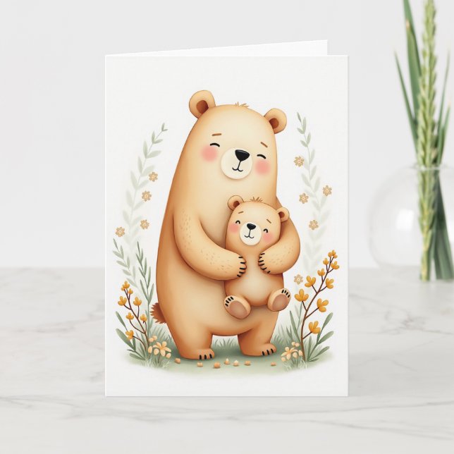 Cartão de Abraço do Urso de Bolinhas (Frente)
