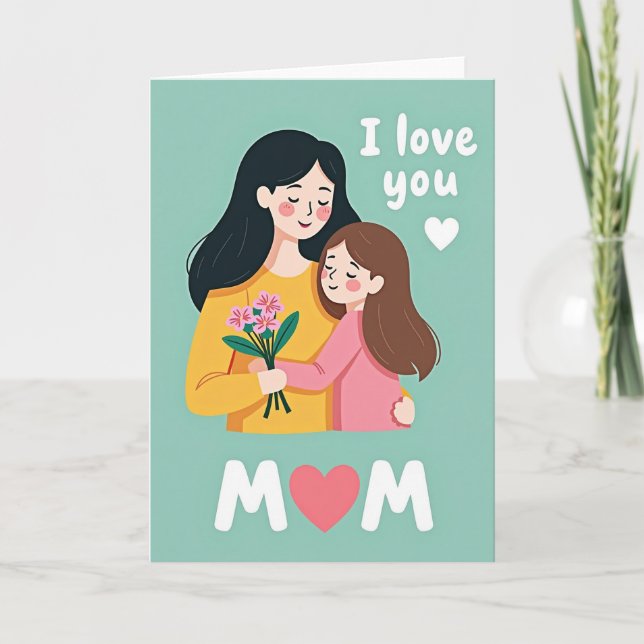 Cartão de Abraço Eu Amo Você Mamãe (Frente)