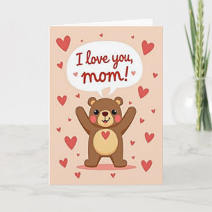 Cartão de Abraços do Urso 'Eu Te Amo Mãe'