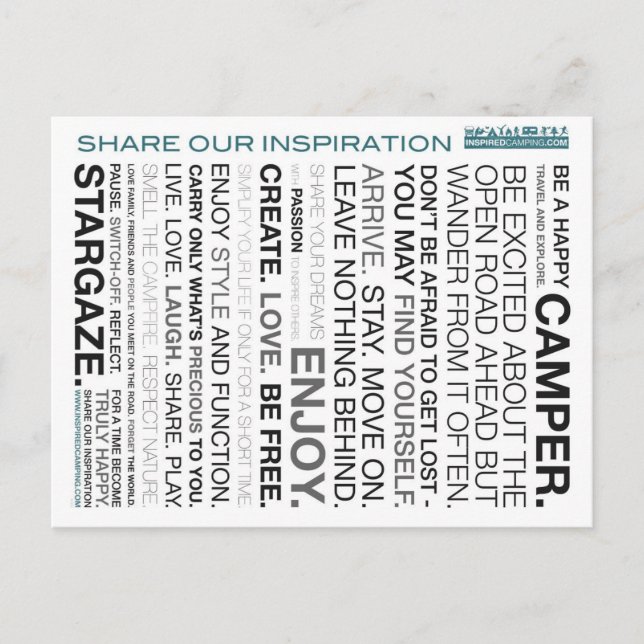 Cartão de acampamento inspirados da mantra (Frente)