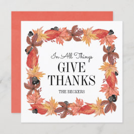 Cartão de Ação de Graças das Folhas de Outono