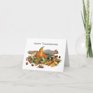 Cartão de Ação de Graças de Esquilos com Castanhas