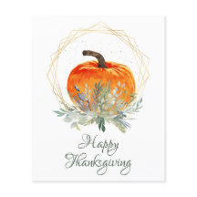 Cartão de Ação de Graças de Pumpkin Elegante do Or