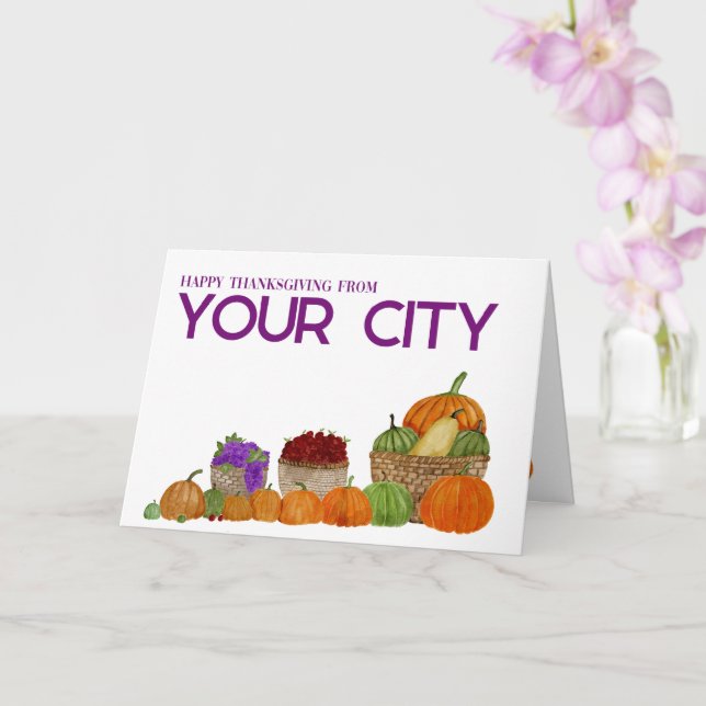 Cartão de Ação de Graças de Pumpkins de Aquarela P (Orquídea)