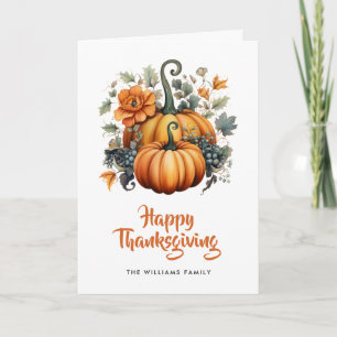 Cartão de Ação de Graças Feliz Elegante Pumpkins