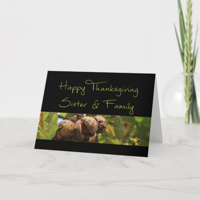 Cartão de Ação de Graças para Irmã e Família (Frente)