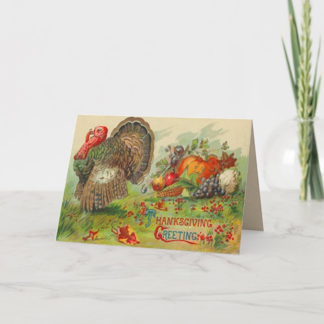 Cartão de Ação de Graças Vintage (Frente)