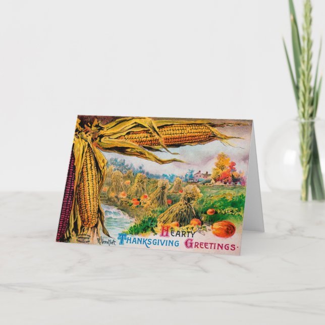 Cartão de Ação de Graças Vintage (Frente)