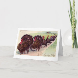 Cartão de Ação de Graças Vintage Turkey Parade