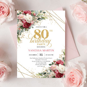 Cartão de acento dourado chic com rosas de rubor v