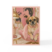 Cartão de Acolhimento de Puggle Glamouroso Cartão 