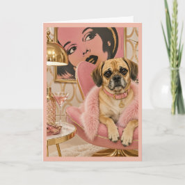 Cartão de Acolhimento de Puggle Glamouroso Cartão 