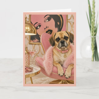 Cartão de Acolhimento de Puggle Glamouroso Cartão