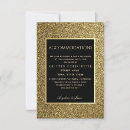 Cartão de Acomodação de Casamento Glitter Gold e P