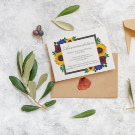 Cartão de Acomodação Floral de Casamento Rosa Gira