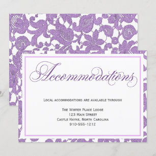 Cartão de acomodações de casamento Lavender Lace