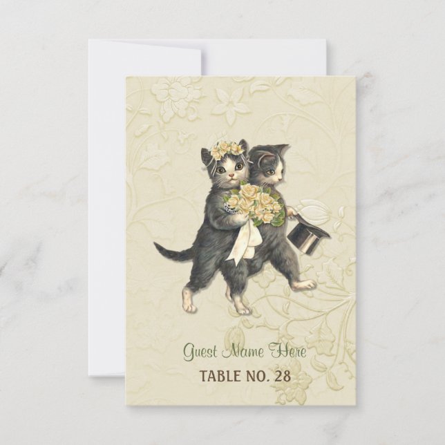 Cartão de Acompanhamento de Casamento Posh Cats Ma (Frente)