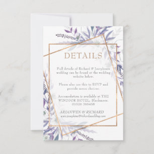 CARTÃO DE ACOMPANHAMENTO DE DETALHES Púrpura Geomé