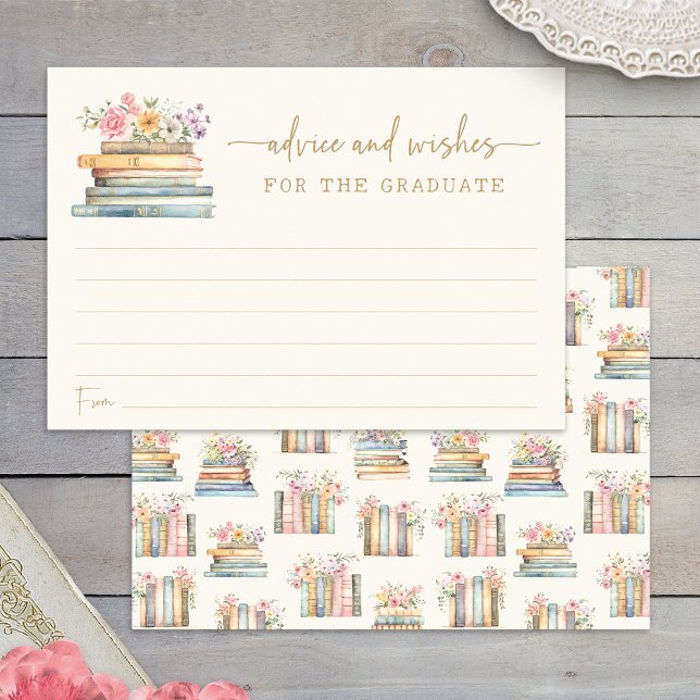 Cartão de Acompanhamento de Formatura com Dicas de (Floral Advice and Wishes Graduation Books Enclosure Card by Painted Paperie
)
