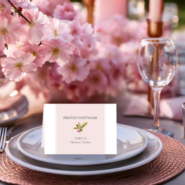 Cartão de Acompanhamento para Mesa de Recepção de  (Wedding Table Place Card with Guest Name from the Cherry Blossom Wedding Collection by Darling & May)